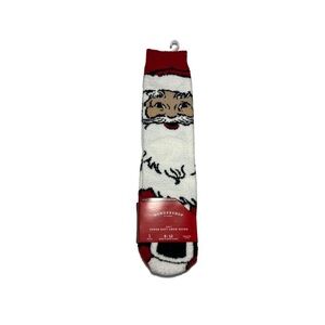 NWT 3 Pair Wondershop Santa Face Plush Holiday Novelty Christmas Socks Red White